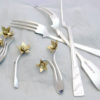 handcrafted and recycled daffodil flower fork brooch