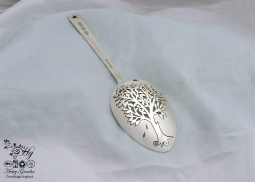 handcrafted and recycled spoon summer-leaves tree brooch
