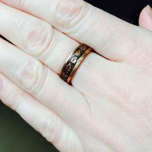 handcrafted and recycled oak leaf coin ring. Photo by the lovely Claire Townsend of www.spurwingcreative.co.uk