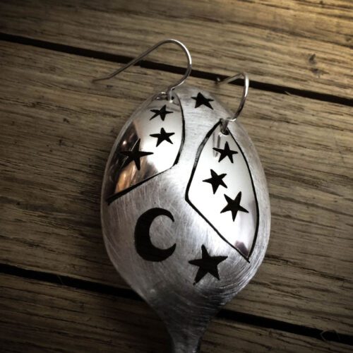 handmade and repurposed spoon star earrings