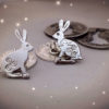 hare cufflinks handcrafted and recycled from sterling silver shillings and threepence coins