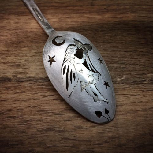handcrafted and upcycled spoon fairy brooches