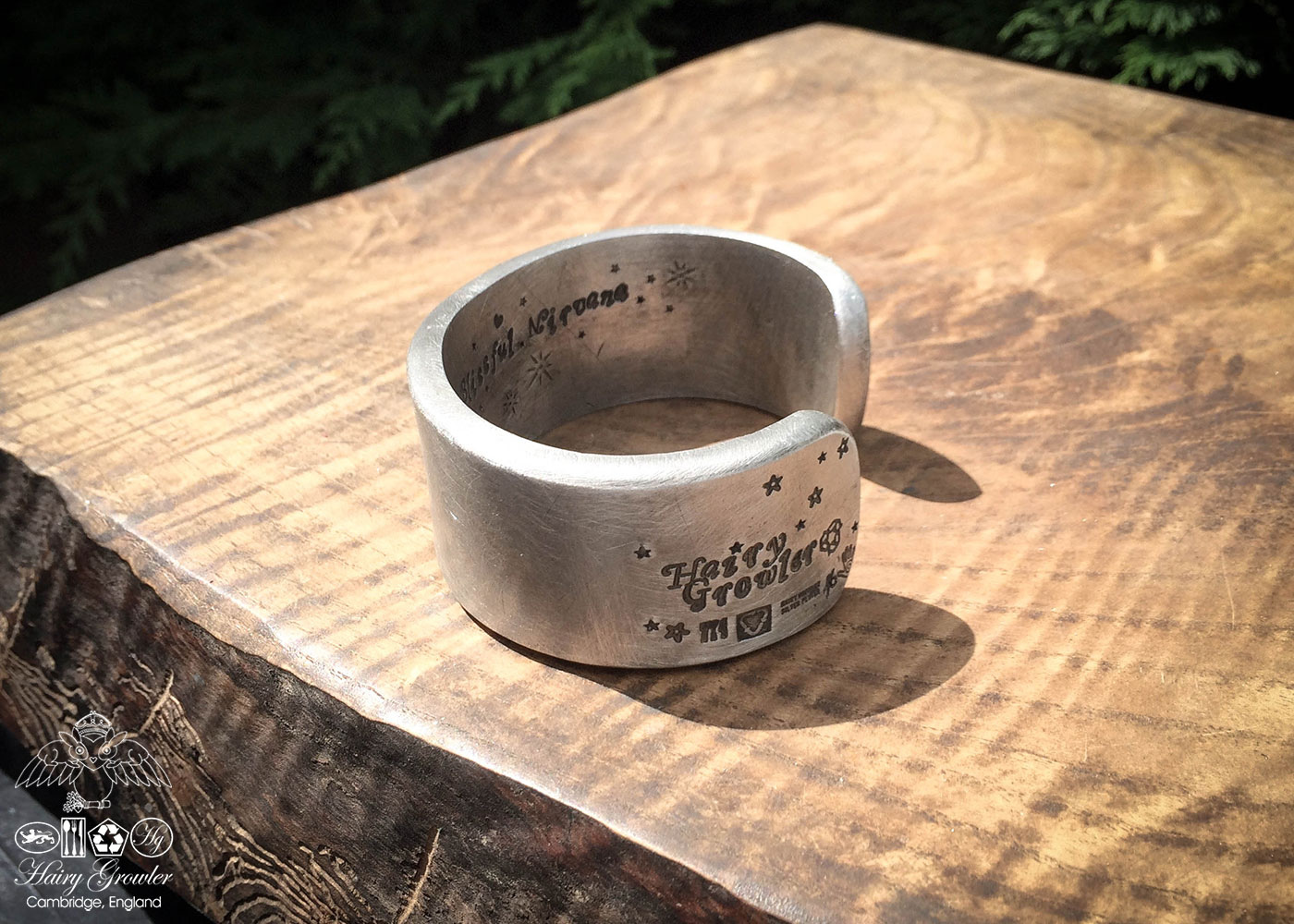 Handcrafted and recycled pewter chunky kuff bangle