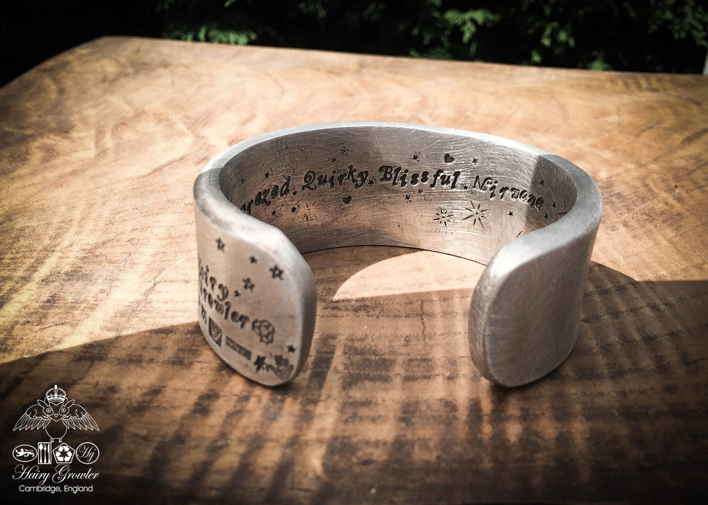 Handcrafted and recycled pewter chunky kuff bangle