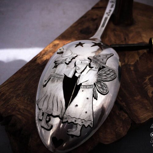 handmade and recycled spoon fairy and pixie brooch