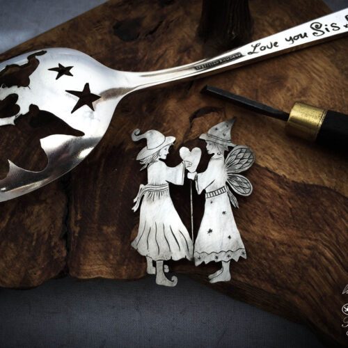 handmade and recycled spoon fairy and pixie brooch