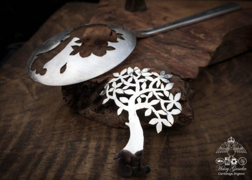 handcrafted and recycled spoon spring tree brooch