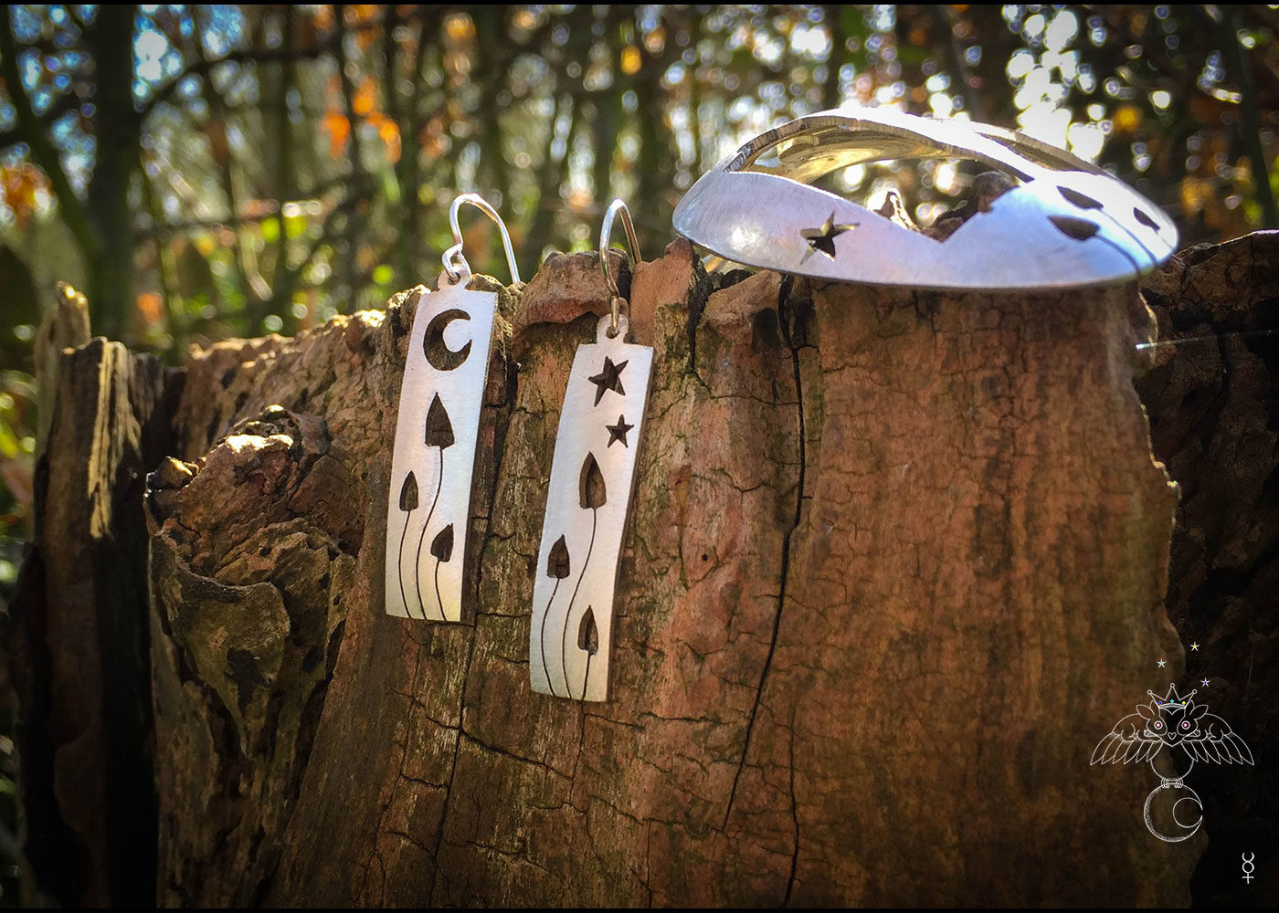 handmade and upcycled spoon DMT spirit molecule magical mushroom earrings