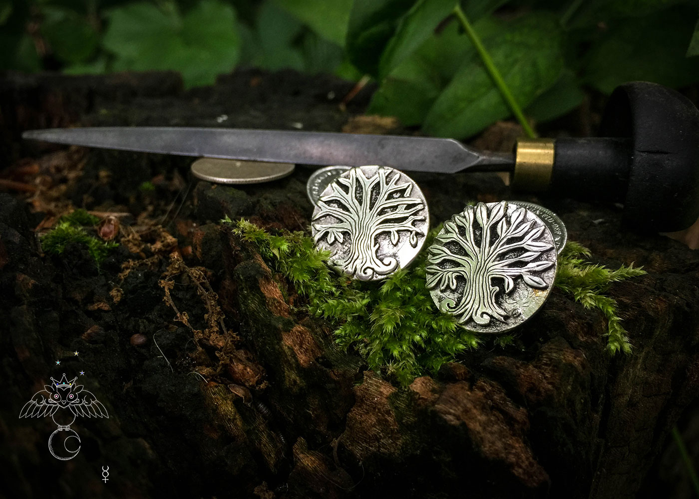 Hairy Growler Jewellery - Silver Tree collection. Tree cufflinks handcrafted and recycled from sterling silver shillings and threepence coins