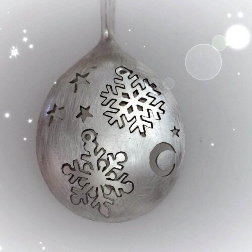 handcrafted and recycled antique spoon snowflake earrings