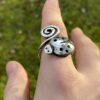 handmade and upcycled silver fork ladybird ring