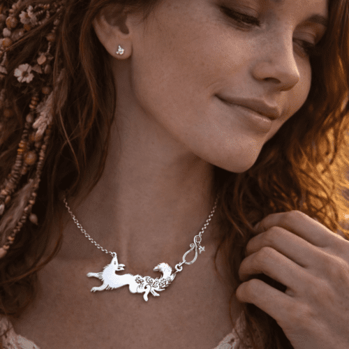 Vixen necklace beautifully handcrafted from a recycled silver coin. Unique and original nature inspired jewellery made in an independent ethical jewellers studio workshop in Cambridge