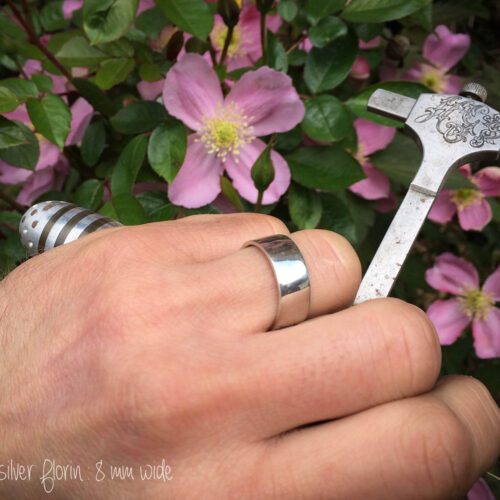 Handcrafted and recycled silver coin wedding rings