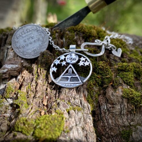 Glastonbury Festival coin necklace - Recycled sterling silver Sixpence