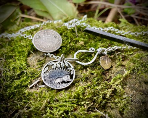 silver sixpence hedgehog necklace pendant