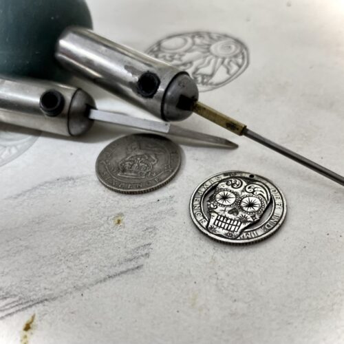 day of the dead sugar skull handcrafted silver coin