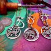 Handmade and repurposed silver sixpence coin lizard chameleon and gecko pendants necklace