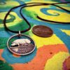 Hand-cut Irish pig half penny coin pendant