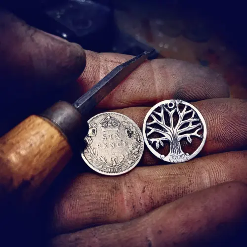 silver sixpence autumn winter tree necklace pendant.