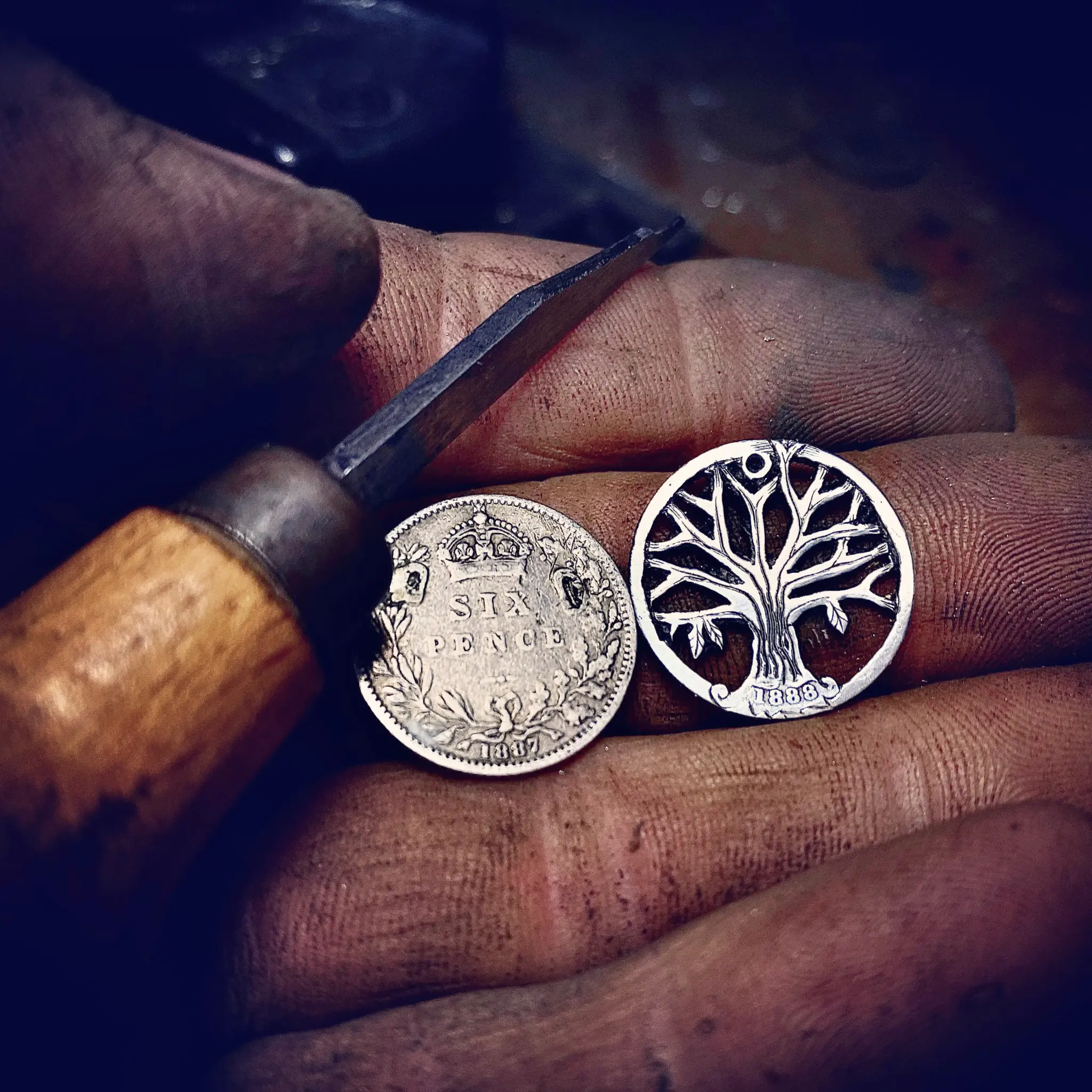 silver sixpence autumn winter tree necklace pendant.