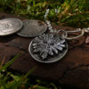 Handcrafted and recycled silver sixpence coin green man pendant necklace