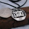 Handmade and recycled coin vw split screen camper van pendant necklace
