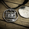 Handmade and recycled coin vw split screen camper van pendant necklace