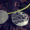 Magical hares and rabbits jewellery - Recycled out of circulation Fifty pence coin