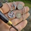 Handcrafted and recycled lucky silver threepence personal initial coin necklace pendant