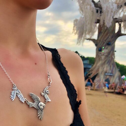 handcrafted and recycled parliament of owls necklace