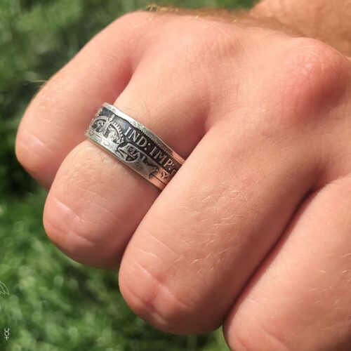 silver coin ring handmade and upcycled