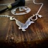 Handmade and upcycled sterling silver flying rabbit hare necklace