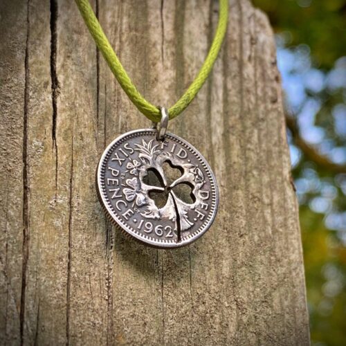 Lucky sixpence coin jewellery Handcrafted and recycled lucky sixpence coin necklace pendant
