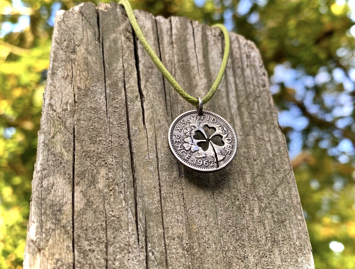 Lucky sixpence coin jewellery Handcrafted and recycled lucky sixpence coin necklace pendant