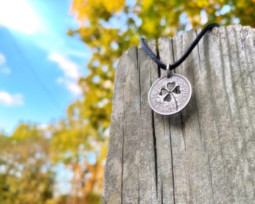 Lucky sixpence coin jewellery Handcrafted and recycled lucky sixpence coin necklace pendant made in England