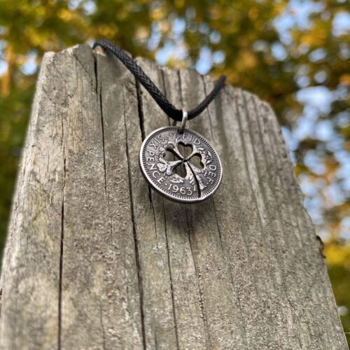 Lucky sixpence coin jewellery Handcrafted and recycled lucky sixpence coin necklace pendant