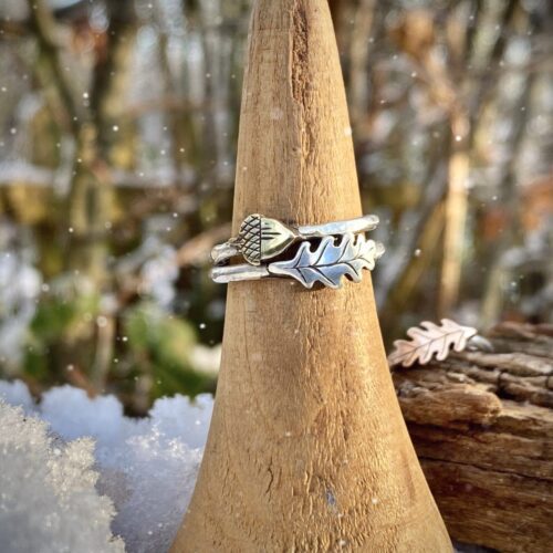 oak leaf acorn ring Recycled silver