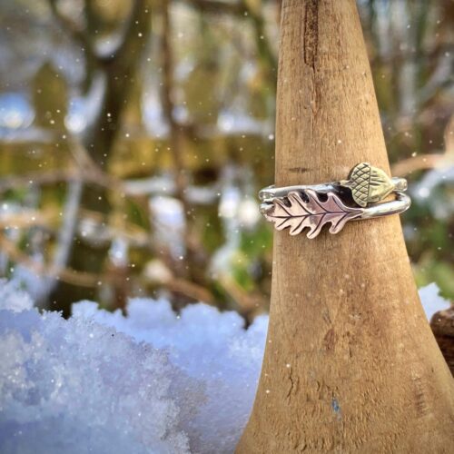 oak leaf acorn ring Recycled silver