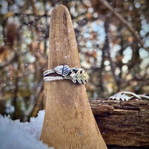 oak leaf acorn ring Recycled silver 