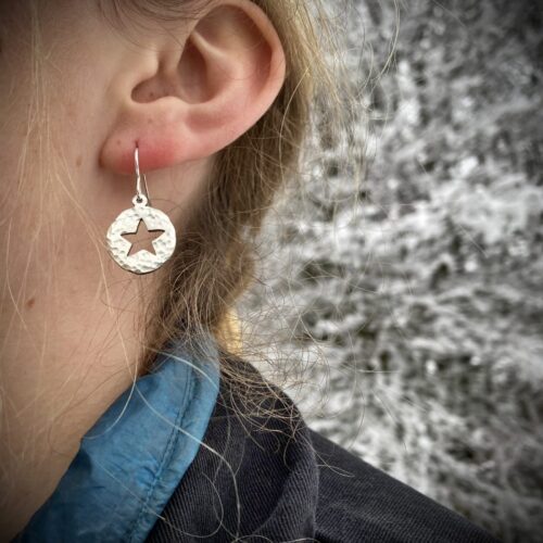 handcrafted and recycled antique spoon snowflake earrings