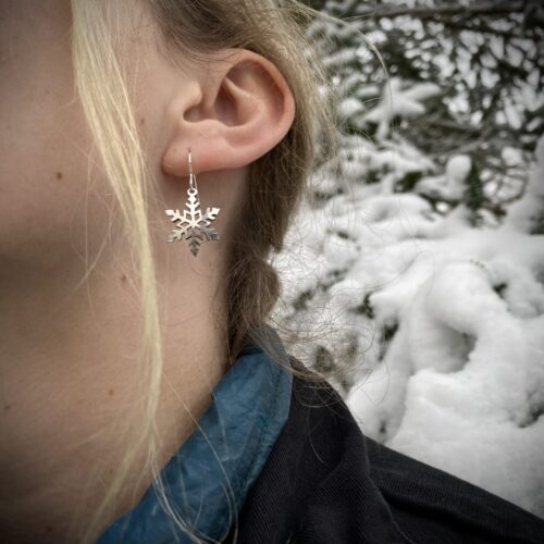 handcrafted and recycled antique spoon snowflake earrings