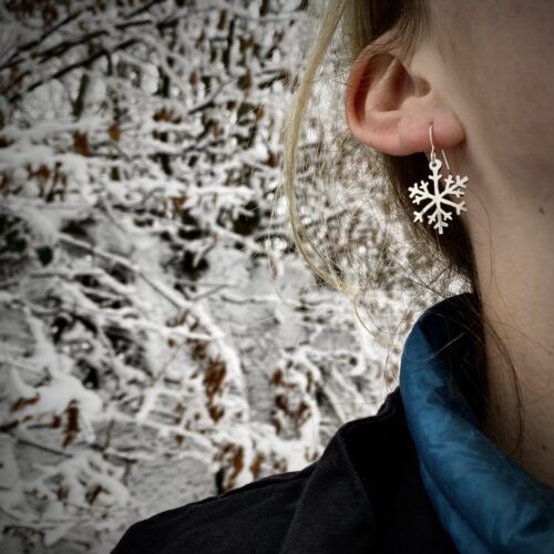 handcrafted and recycled antique spoon snowflake earrings