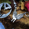 Handcrafted and recycled sterling silver flying rabbit hare necklace