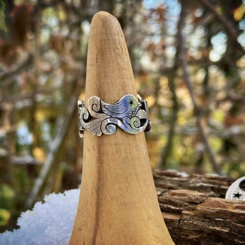 I love the way it feels to be you silver leaping hare and tweet bird silver ring