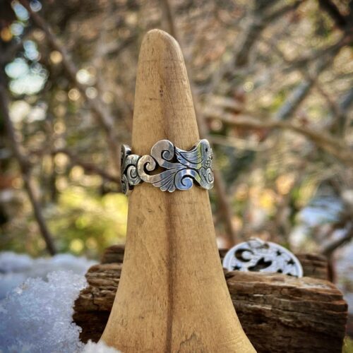 I love the way it feels to be you silver leaping hare and tweet bird silver ring