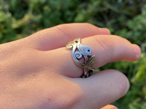 I love the way it feels to be you statement silver ring. The hare meets the bird