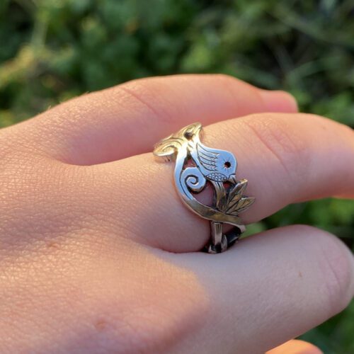 I love the way it feels to be you statement silver ring. The hare meets the bird