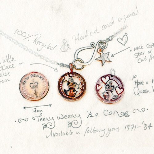 Handmade and upcycled halfpenny queen bird coin pendant necklace made by hairygrowler
