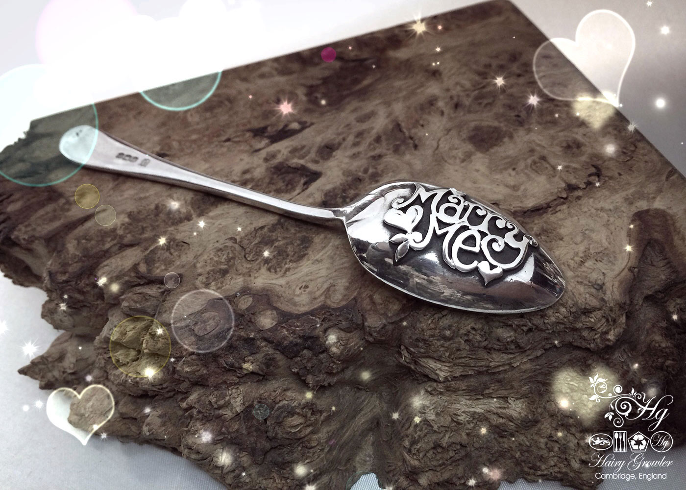 The Star Crossed Lovers collection - handmade and recycled sterling silver 'popping the question' proposal spoon