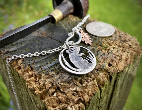 Mouse coin jewellery Handcrafted and upcycled silver sixpence coin mouse pendant necklace
